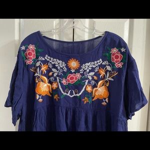 Shein Plus Floral Embroidered Smock Dress